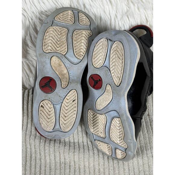 Jordan Shoes Toddler Size 9C Black Red 6 Rings Patent Leather Bred 323420-064 - Picture 8 of 8